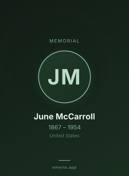 Memorial portrait of June McCarroll