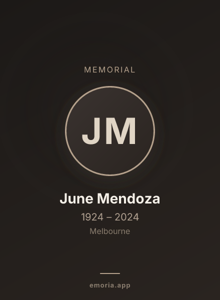 Memorial portrait of June Mendoza