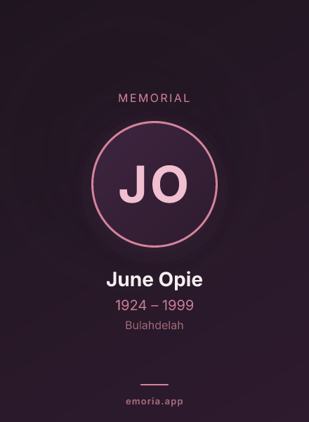 Memorial portrait of June Opie