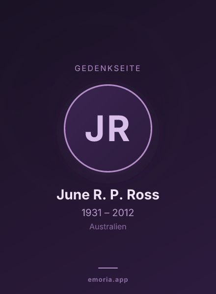 Gedenkportrait von June R. P. Ross