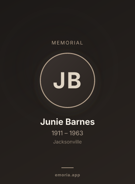 Memorial portrait of Junie Barnes