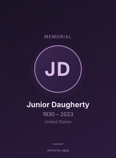 Memorial portrait of Junior Daugherty