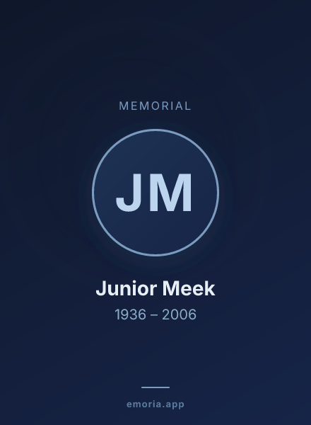 Memorial portrait of Junior Meek