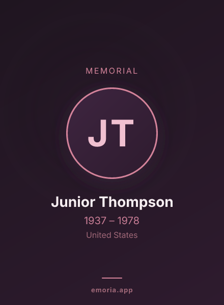 Memorial portrait of Junior Thompson