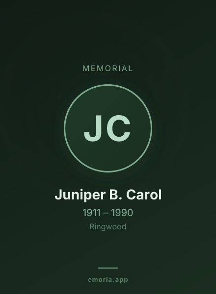Memorial portrait of Juniper B. Carol
