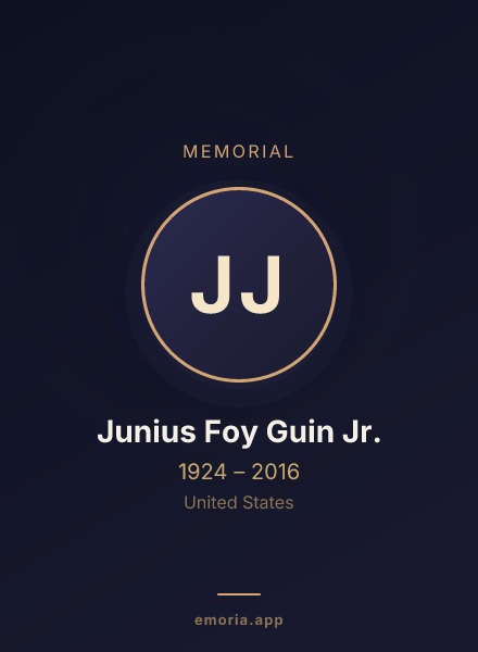 Memorial portrait of Junius Foy Guin Jr.
