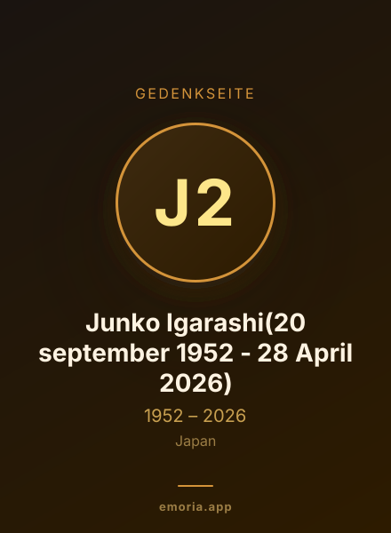 Gedenkportrait von Junko Igarashi(20 september 1952 - 28 April 2026)