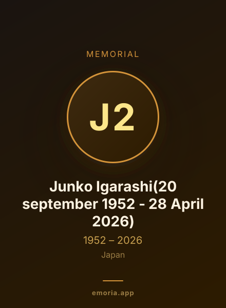 Memorial portrait of Junko Igarashi(20 september 1952 - 28 April 2026)