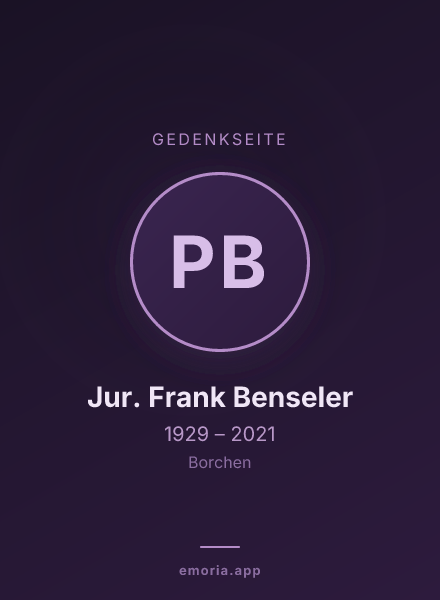 Gedenkportrait von Prof. Dr. Jur. Frank Benseler