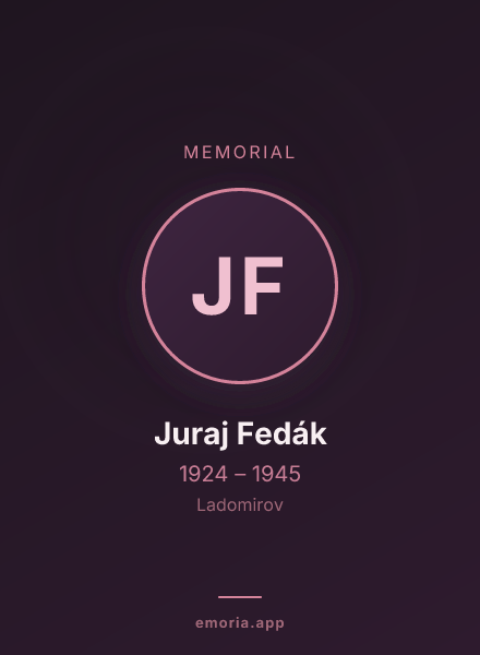 Memorial portrait of Juraj Fedák