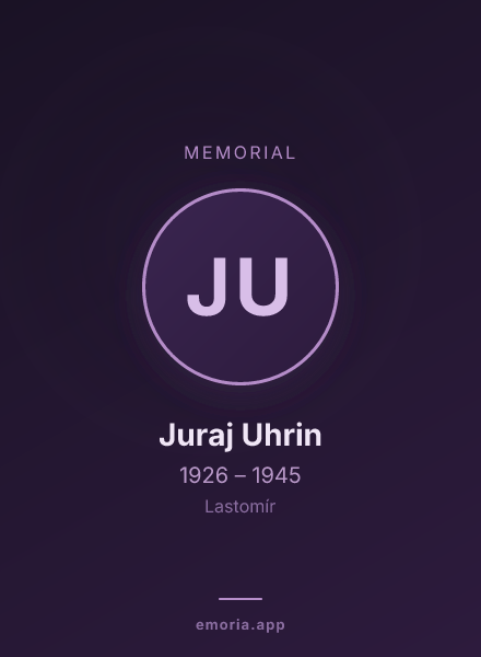 Memorial portrait of Juraj Uhrin