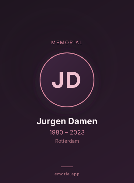 Memorial portrait of Jurgen Damen