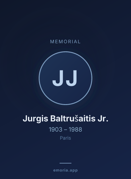 Memorial portrait of Jurgis Baltrušaitis Jr.