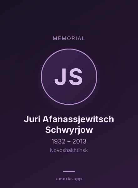 Memorial portrait of Juri Afanassjewitsch Schwyrjow