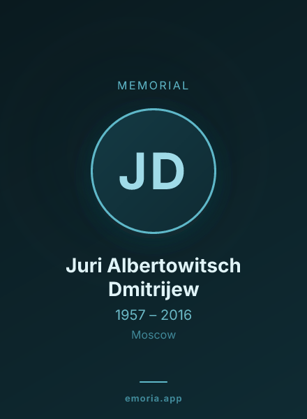 Memorial portrait of Juri Albertowitsch Dmitrijew