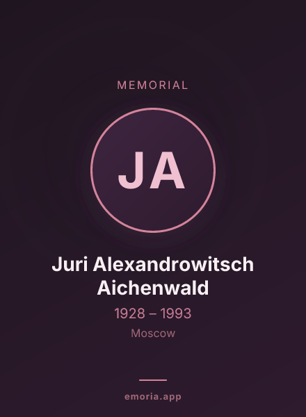 Memorial portrait of Juri Alexandrowitsch Aichenwald