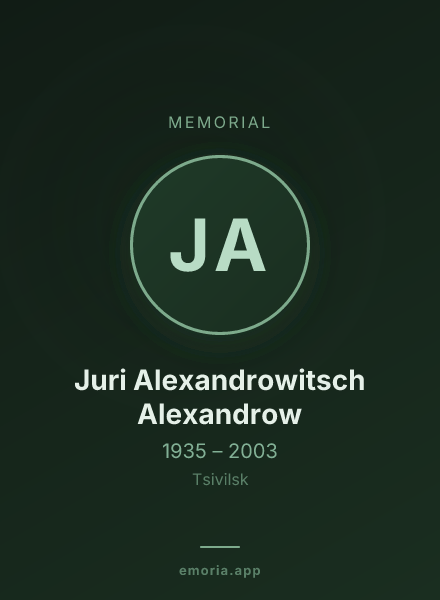 Memorial portrait of Juri Alexandrowitsch Alexandrow