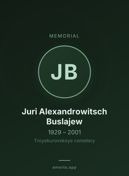 Memorial portrait of Juri Alexandrowitsch Buslajew