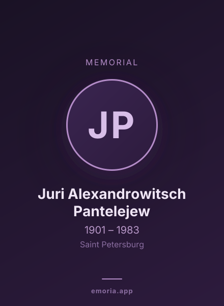 Memorial portrait of Juri Alexandrowitsch Pantelejew