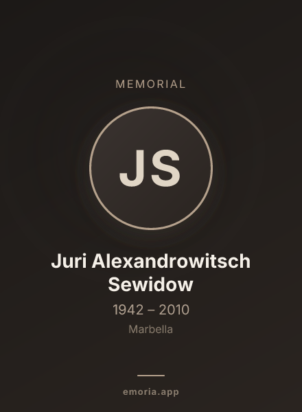 Memorial portrait of Juri Alexandrowitsch Sewidow