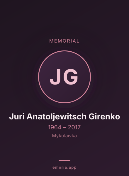 Memorial portrait of Juri Anatoljewitsch Girenko