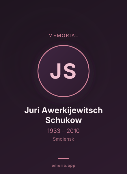 Memorial portrait of Juri Awerkijewitsch Schukow