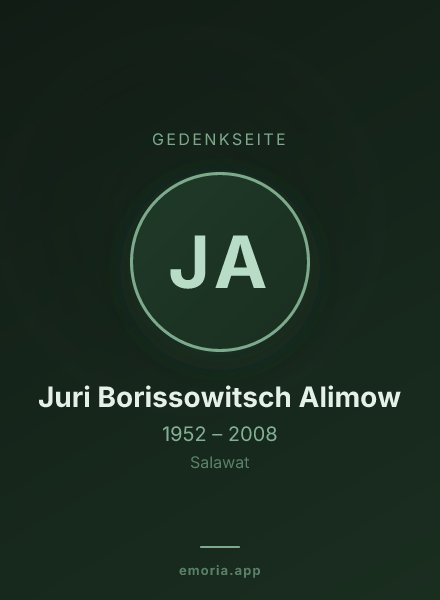 Gedenkportrait von Juri Borissowitsch Alimow