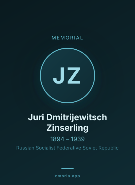 Memorial portrait of Juri Dmitrijewitsch Zinserling