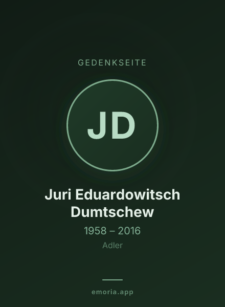 Gedenkportrait von Juri Eduardowitsch Dumtschew