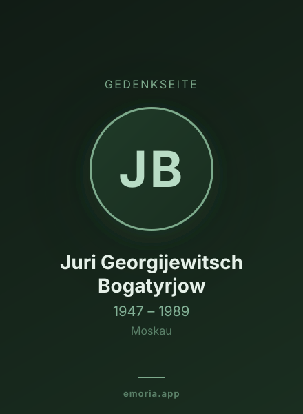Gedenkportrait von Juri Georgijewitsch Bogatyrjow
