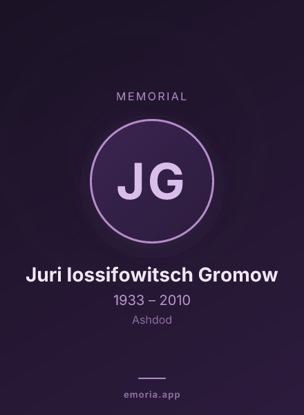 Memorial portrait of Juri Iossifowitsch Gromow