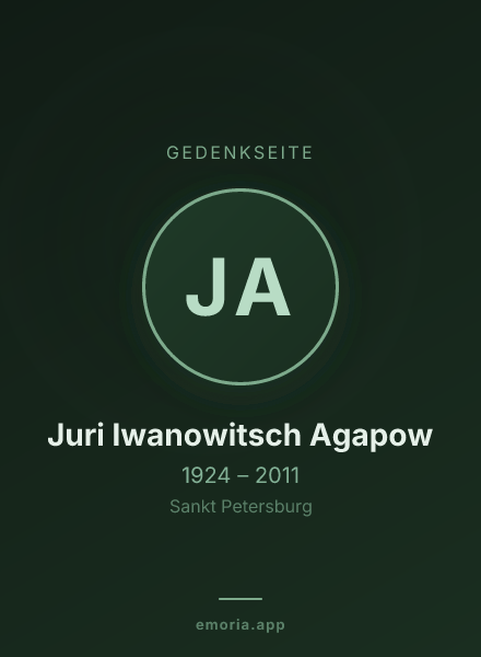 Gedenkportrait von Juri Iwanowitsch Agapow