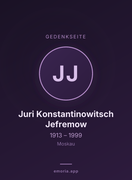 Gedenkportrait von Juri Konstantinowitsch Jefremow