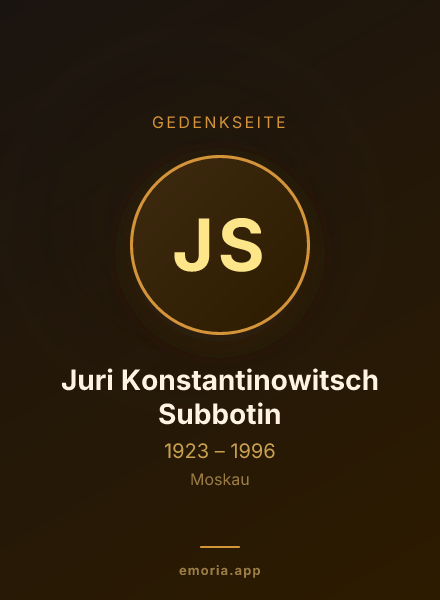 Gedenkportrait von Juri Konstantinowitsch Subbotin