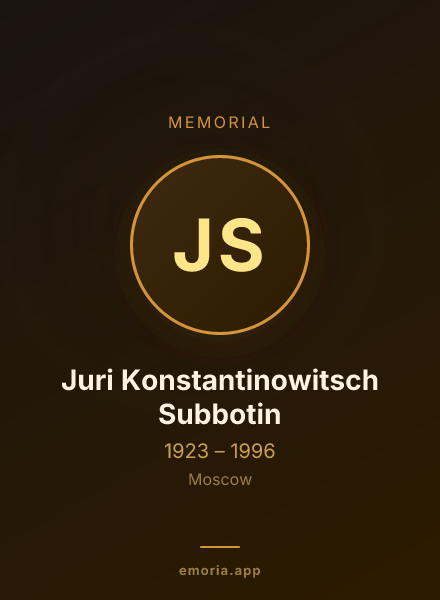 Memorial portrait of Juri Konstantinowitsch Subbotin