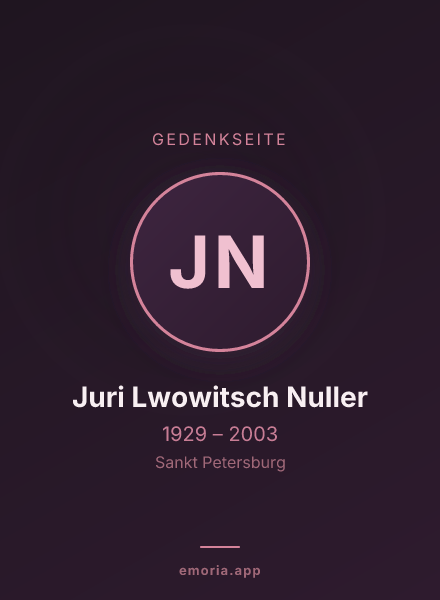 Gedenkportrait von Juri Lwowitsch Nuller