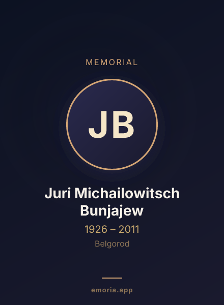 Memorial portrait of Juri Michailowitsch Bunjajew