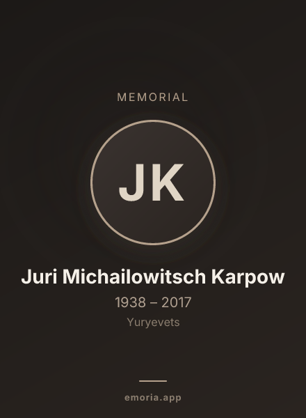 Memorial portrait of Juri Michailowitsch Karpow
