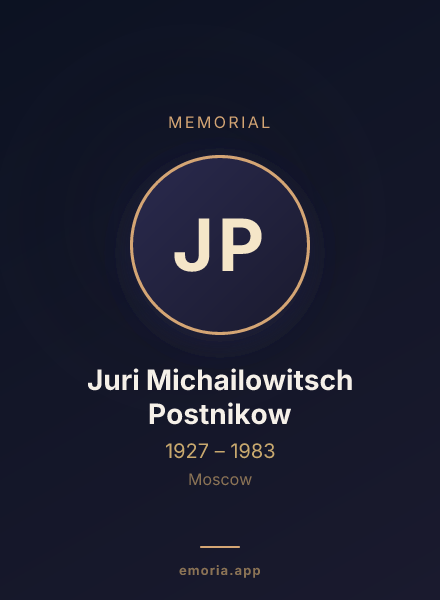 Memorial portrait of Juri Michailowitsch Postnikow