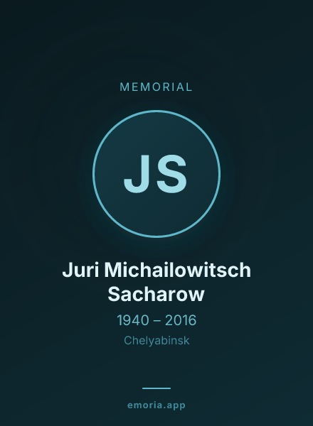 Memorial portrait of Juri Michailowitsch Sacharow