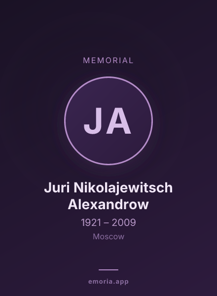 Memorial portrait of Juri Nikolajewitsch Alexandrow