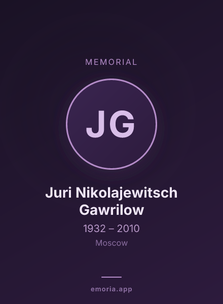 Memorial portrait of Juri Nikolajewitsch Gawrilow