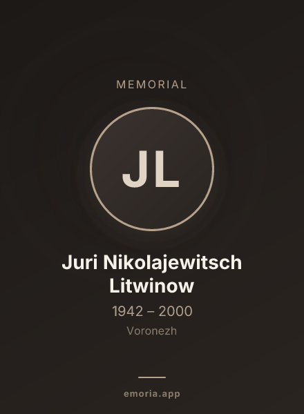 Memorial portrait of Juri Nikolajewitsch Litwinow