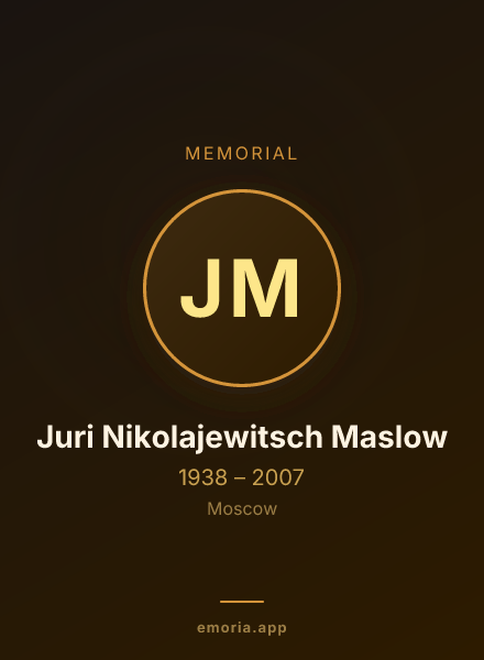 Memorial portrait of Juri Nikolajewitsch Maslow