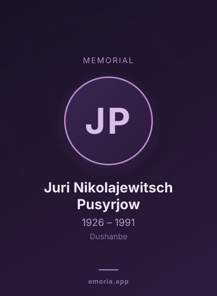 Memorial portrait of Juri Nikolajewitsch Pusyrjow