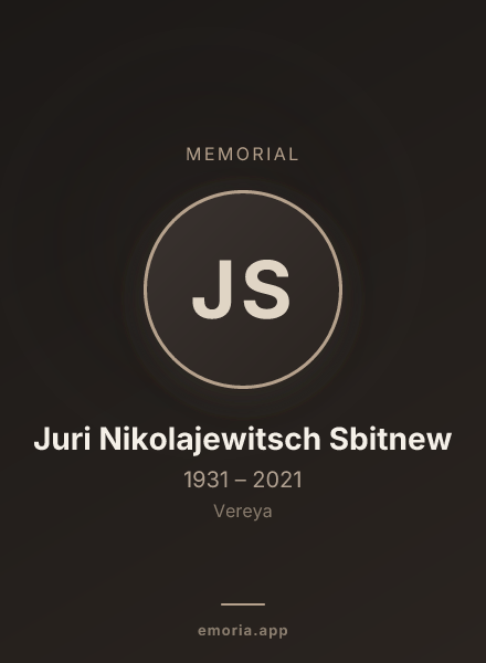 Memorial portrait of Juri Nikolajewitsch Sbitnew