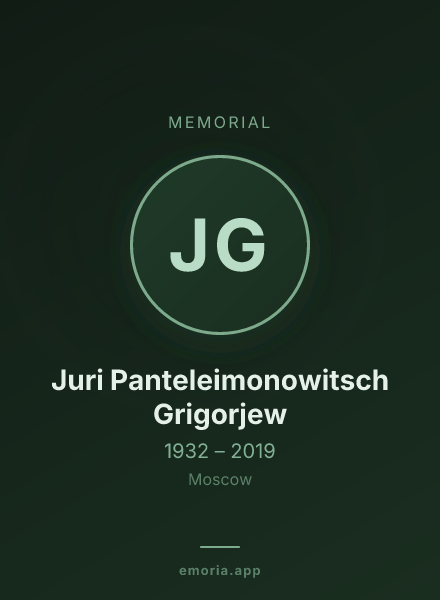 Memorial portrait of Juri Panteleimonowitsch Grigorjew