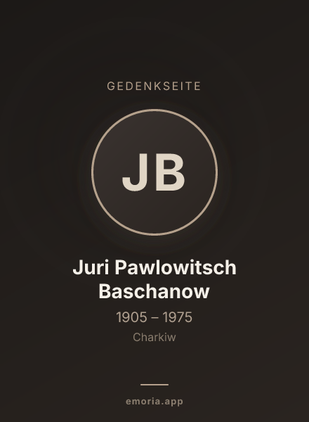 Gedenkportrait von Juri Pawlowitsch Baschanow