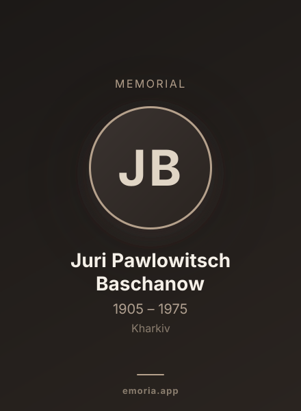Memorial portrait of Juri Pawlowitsch Baschanow