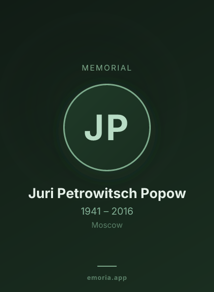 Memorial portrait of Juri Petrowitsch Popow